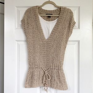Loose knitted two pieces short sleeve top